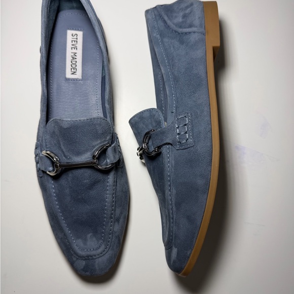 Steve Madden Blue Suede Horsebit Loafers Womens Size 10 NWOT - Picture 4 of 10